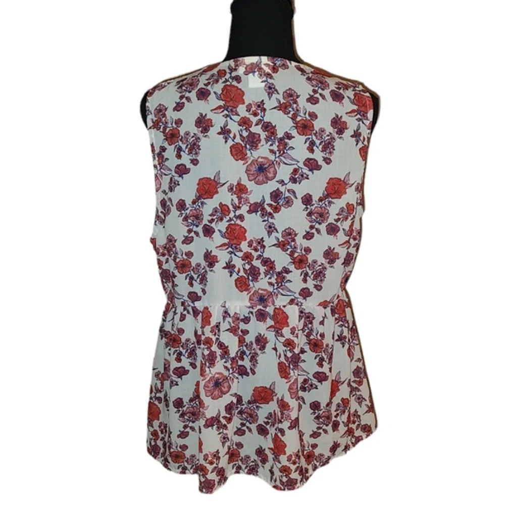 Anthropologie Floral Lace Trim Top - Red and Cream - Picture 2 of 2